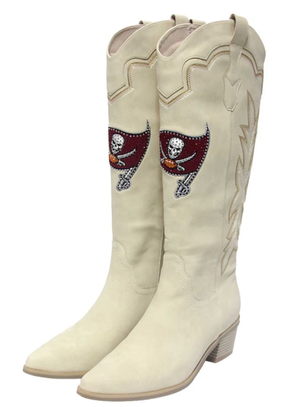 GAMEDAY BLING 🔥 TAMPA BAY BUCCANEERS CUCE CREAM COWBOY STATEMENT BOOTS